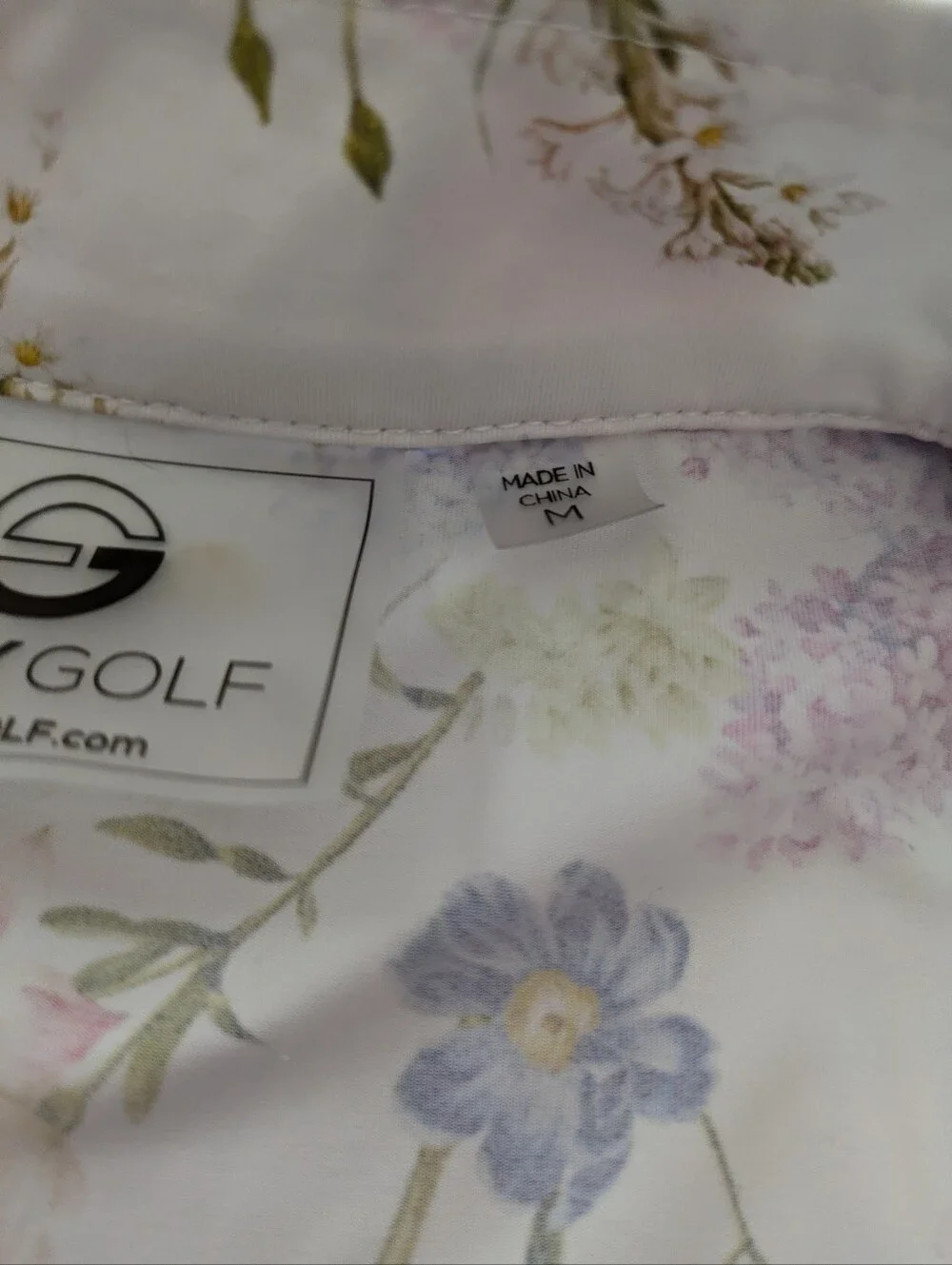 WOMEN'S FORAY GOLF Quarter Zip White Floral Long Sleeve Size Medium